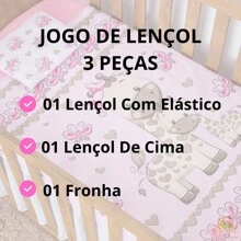 American National Standard Crib Sheet Set 3 Pieces Full Deluxe Girl Boy Premium Elastic Sheet Cotton Pillowcase - hồng và hồng - Xem 2
