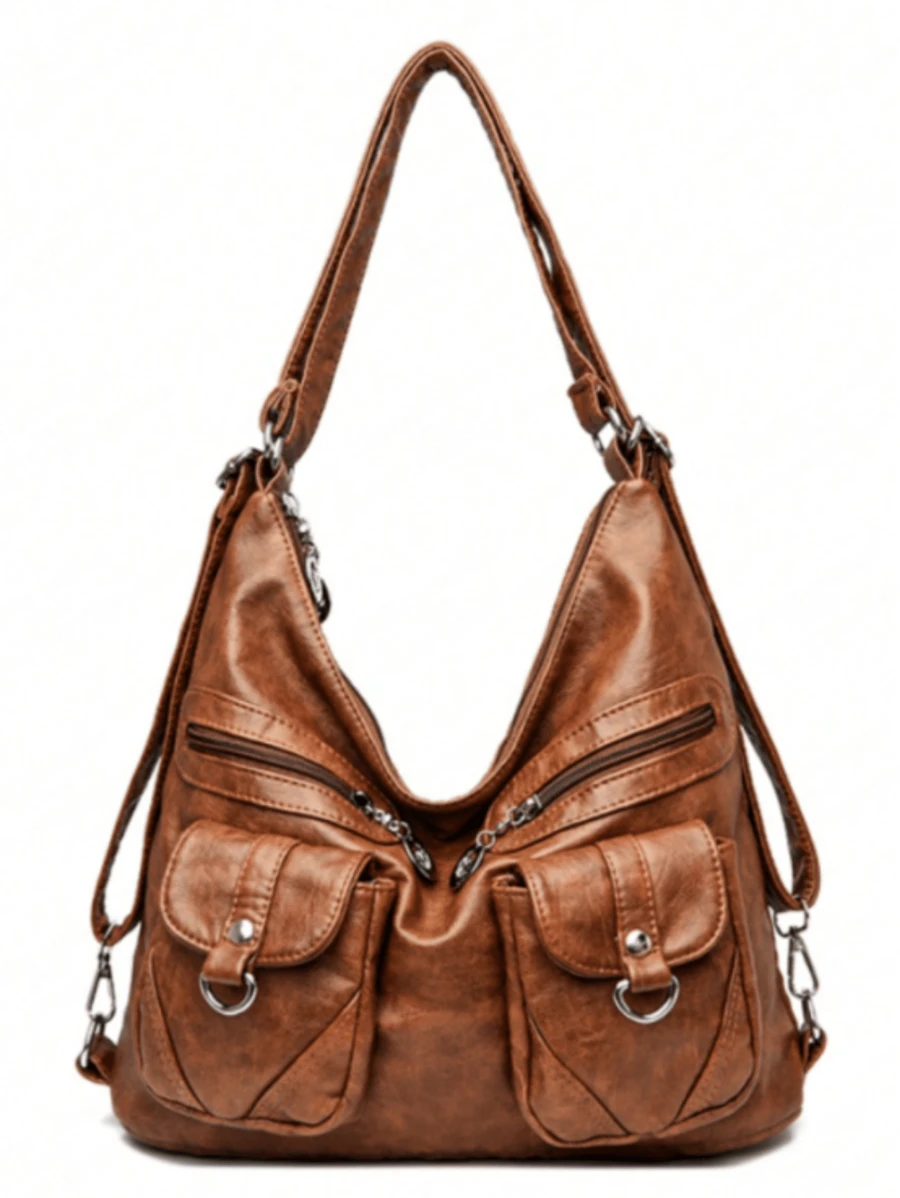 Genuine Leather Texture Women's Bag 2024 New Soft Leather Middle-Aged Commuter Shoulder Armpit Bag Versatile Casual Multi-Functional Shoulder Bag - Brown - View 1