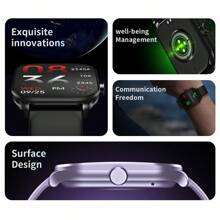Smart Watches For Men Android Phones, Samsung Galaxy, Wireless 5.0, Texting And Calling, 240*296 HD Large Screen, IP67 Waterproof, Healthy Heart Rate And Blood Pressure Monitoring, Message Remind, For Women Ios Phones, With Speakers, With Music, Outdoor Health Sports Watch, Pedometer, Calorie Counter, Golf, Activity Tracking, Date, Clock, Sleep, Silicone Bands, There Are Many Faces, Black/Silver/Gold - Màu xanh lam - Xem 3