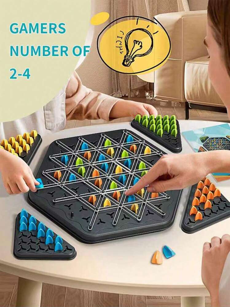 Juego de tablero de reacción en cadena triangular para decoración navideña, juego geométrico multijugador de triángulos con bandas elásticas, entretenimiento casual para fiestas, juguete de juego, juego de carreras de caballos, juegos de Navidad, mini juegos, juguete de caballo - Negro - Añade 1