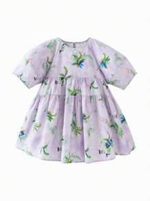 mini bala Girls' Summer Insert Sleeve Elegant Princess Style Dress