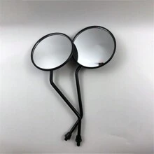 1 Pair Motorcycle Rearview Mirror Iron Pole Round Mirror Convex Blind Spot Mirror M8 M10 - one-size - View 1