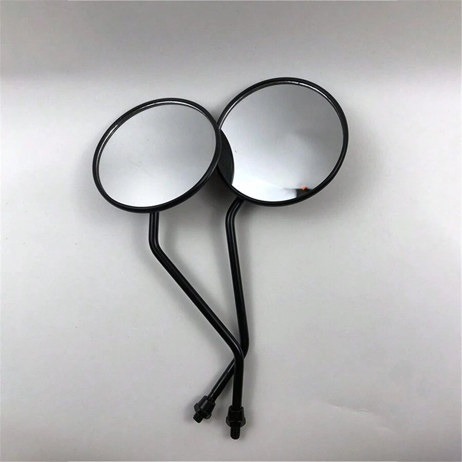 1 Pair Motorcycle Rearview Mirror Iron Pole Round Mirror Convex Blind Spot Mirror M8 M10 - one-size - View 1