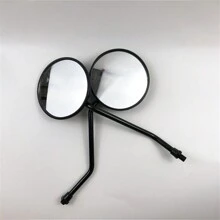 1 Pair Motorcycle Rearview Mirror Iron Pole Round Mirror Convex Blind Spot Mirror M8 M10 - one-size - View 3