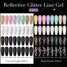 MEET ACROSS 10件装反光闪粉美甲凝胶套装，金银镜面金属效果美甲凝胶套装，蜘蛛网图案美甲线胶，超亮法式美甲拉线胶DIY法式美甲设计凝胶套装，可卸甲油胶美甲线胶工具，家用美甲沙龙礼品 - 彩色 - 查看 7