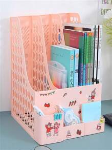 Organizer Desk Holder A4 Paper Documents 3 Tray Pencil Holder Office Supplies Two-Compartment Data Rack Two-Column File Fr - Màu xanh lam - Xem 8