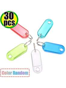 10-50 piezas/Lote Etiquetas de plástico resistente para llaves con anillo dividido y ventana para etiqueta para hacer llaveros DIY, etiquetas numeradas para equipaje y maletas - Multicolor - Ver 15