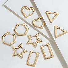 2 piezas/set pendientes geométricos de Metal para mujer, joyería de oreja de nuevo diseño para fiesta de cumpleaños de mujer AR95 - Dorado - Ver 1