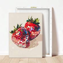 1PC Disco Strawberries Art Print | Wall Art Poster | Glam Disco Ball Red Strawberries | Preppy | | Dorm Room | Valentine Art | Posters For Living Room, Bed Room,Canvas - Multicolor - View 9