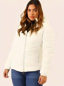 Women Winter Coats - White - View 1