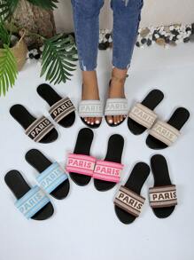 2024新款女士时尚平底拖鞋，适合户外活动 - 黑與白 - 查看 6