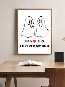 1 pieza Cartel decorativo de pared "Por siempre mi amor", decoración de pósteres de Halloween, lienzo de fantasmas para parejas, decoración de Halloween personalizada, decoración de Halloween linda, decoración personalizada