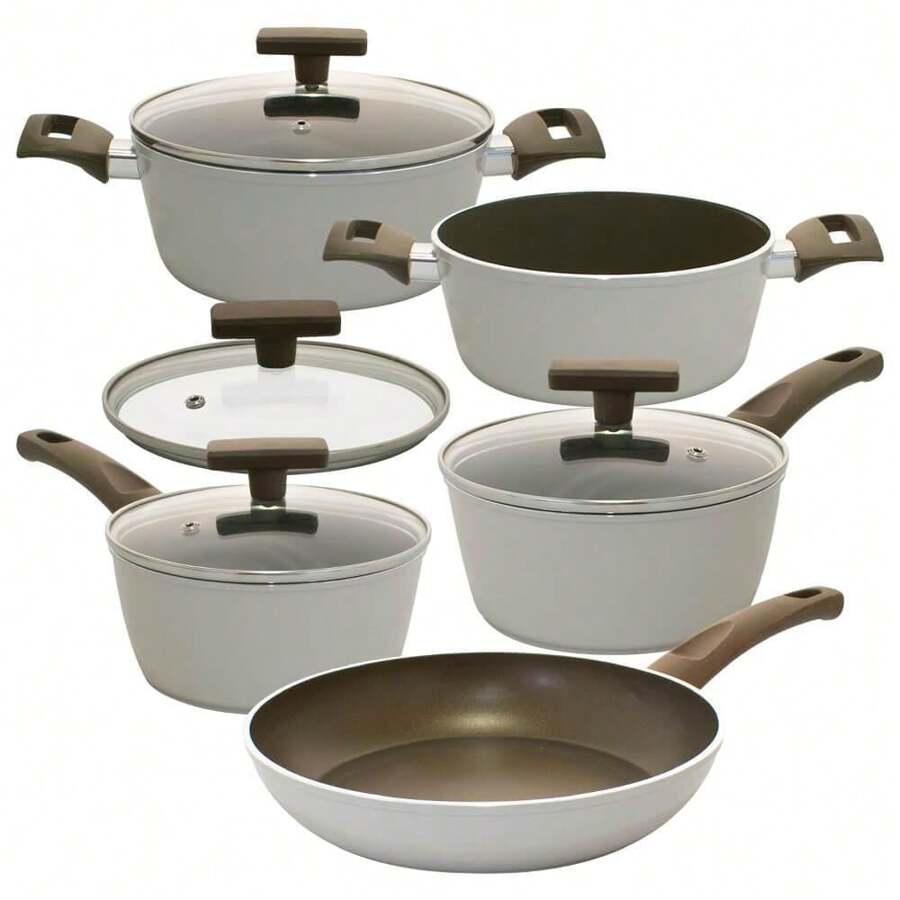 Mkasa Non-Stick Induction Ceramic Life Organika White 5-Piece Cookware Set - Brinox - trắng - Xem 1