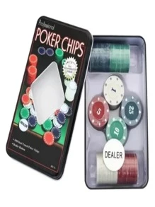 Juego De 100 fichas Boton Dealer Juego de Meza - Negro - Ver 3