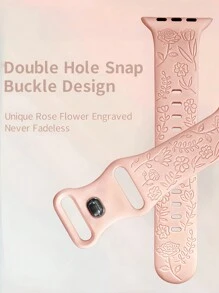 6 In 1 Floral Engraved Band + Decorative Rings Loops Compatible With Apple Watch Band 40mm 41mm 42mm 38mm 44mm 45mm 46mm 49mm, Soft Silicone Sport Flowers Bands With Decorative Compatible With Apple Watch Charms For Series 10 9 8 7 6 5 4 3 2 1 SE For Women