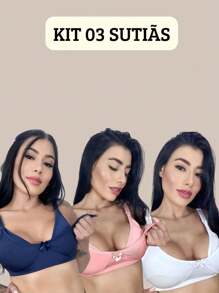 Maternity Package Kit 03 Breastfeeding Bras In MICROFIBER Navy/ Rose/ White. - Multicolor - View 1