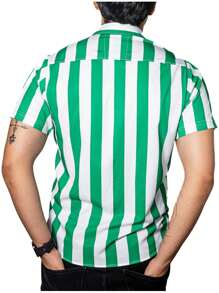 Camisa Hombre Casual Manga Corta Rayas Verdes, Blancas - Verde - Ver 6