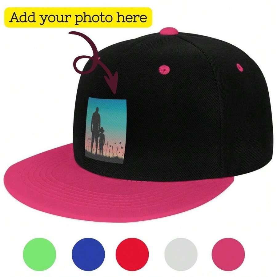 定制对比色帽檐男女通用嘻哈帽，可调节平檐棒球帽 - 客製化 - 查看 1