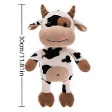 Juguete de peluche de vaca de dibujos animados de 11.8" - Relleno suave de PP, regalo de Navidad ideal - En blanco y negro - Ver 3