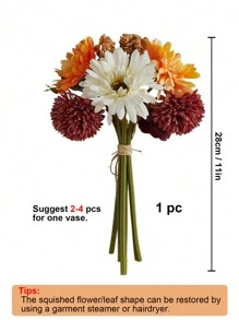 1 件/3 件人造花蒲公英牡丹雏菊仿丝绸花束婚礼新娘花束餐桌中心装饰家庭办公室、浴室农舍厨房餐桌装饰、情人节、礼物生日毕业、秋季装饰、秋季