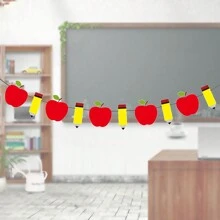 10pcs/Set School Themed Hanging Pennants, Apple & Pencil Decorations For Classroom - Multicolor - View 1