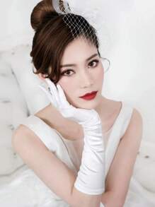 1 Pair Of Bridal Wedding Long Gloves, White Elbow-Length Wedding Gloves, Bridesmaid Wedding Arm Decoration, Romantic And Elegant Photography Dress Props, Ladies Wedding Lawn Wedding Decoration, Festival Performance, Banquet, Wedding Dance, Etc. Fall Clothes For Women - Multicolor - View 7