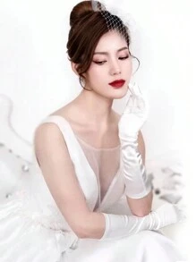 1 Pair Of Bridal Wedding Long Gloves, White Elbow-Length Wedding Gloves, Bridesmaid Wedding Arm Decoration, Romantic And Elegant Photography Dress Props, Ladies Wedding Lawn Wedding Decoration, Festival Performance, Banquet, Wedding Dance, Etc. Fall Clothes For Women - Multicolor - View 8