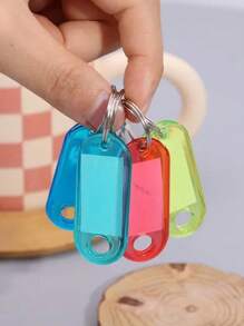 10-50 piezas/Lote Etiquetas de plástico resistente para llaves con anillo dividido y ventana para etiqueta para hacer llaveros DIY, etiquetas numeradas para equipaje y maletas - Multicolor - Ver 5