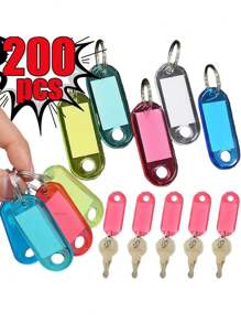 10-50 piezas/Lote Etiquetas de plástico resistente para llaves con anillo dividido y ventana para etiqueta para hacer llaveros DIY, etiquetas numeradas para equipaje y maletas - Multicolor - Ver 1