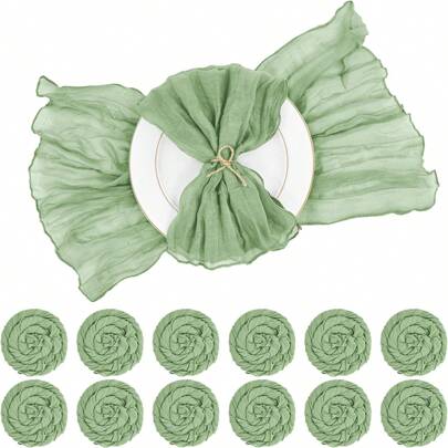 6/12/24pcs 19.7"X19.7" Maple Leaf Red Polyester Napkins, Balinese Gauze Fabric Dinner Napkins, Pure Linen Tablecloth, Bohemian Tablecloth For Restaurant, Hotel, Home Decor, Holiday Dining (Multi-Color)