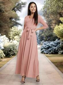 Women Maxi Dresses - Baby Pink - View 2