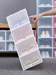 Organizador de almacenamiento de ropa,  De 6 Cajas de almacenamiento de zapatos, apilables, de plástico, organizador de almacenamiento de zapatos, contenedores transparentes para zapatos, contenedores para armario, entrada, dormitorio, baño, cajones de almacenamiento - Multicolor - Ver 6