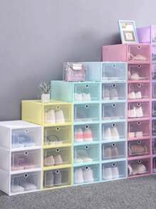 Organizador de almacenamiento de ropa,  De 6 Cajas de almacenamiento de zapatos, apilables, de plástico, organizador de almacenamiento de zapatos, contenedores transparentes para zapatos, contenedores para armario, entrada, dormitorio, baño, cajones de almacenamiento - Multicolor - Ver 4