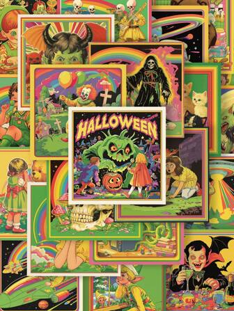 50pcs Vintage American Comic Style Stickers Waterproof Decals For Scrapbooking, Diary, Phone Case, Notebook Back To School