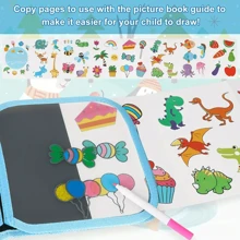 Libro de garabatos reutilizable para niños, libro de dibujos divertido, tableros de garabatos borrables con marcadores para niños y niñas, patrón/color aleatorio - Multicolor - Ver 5