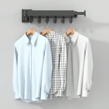 Tendedero Retráctil Plegable Negro Con Gancho, Colgador De Ropa Montado En La Pared Para Ahorro De Espacio Interior/exterior, 1 Ud. - Negro - Ver 5