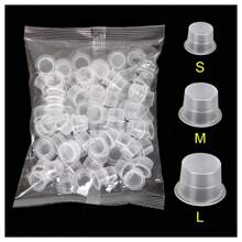 100/1000 件纹身大中小墨水颜料杯环透明微刀片胶帽唇眉 PMU 漂白用品霜 - 無色 - 查看 1