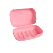1 pieza Caja de jabón portátil de viaje, estuche impermeable y sellado para jabón con tapa y cierre, plato de jabón de plástico de unicolor, estuche de almacenamiento de jabón, artículos de baño, regalo para adolescentes, esencial de viaje, organizador de viaje para playa, vacaciones de verano, de vuelta a la escuela