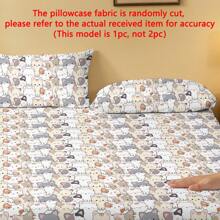 1 Peça Fronha de Almofada Lavada com Estampa de Gato Animal Fofo e Moderno, Fronha de Almofada Macia com Zíper para Quarto, Roupa de Cama