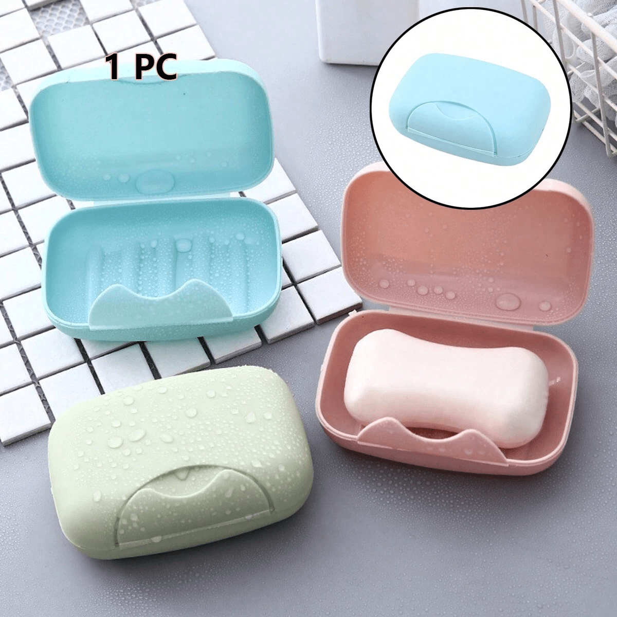 1pc Portable Travel Soap Box, Travel Sealed Waterproof Soap Holder With Cover And Lock, Solid Color Plastic Soap Dish, Soap Storage Case, Bathroom Supplies Teenager Gift Travel Essentials Travel Organizer For Beach Summer Vacation Back To School