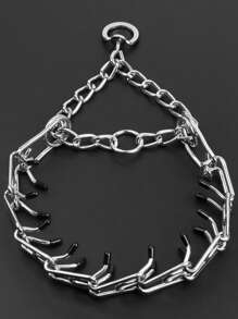 訓練犬隻尖刺鏈狗項圈，中大型犬用防爆防震控制P鏈 - 銀色 - 查看 10