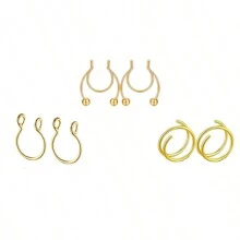 6pcs Fake Nose Ring Fake Septum Fake Septum Piercing Fake Nose Piercing Fake Nose Hoop Faux Septum Nose Rings Clip On Nose Rings , Septum Jewelry - Fake Pierced Nose Clip - View 8
