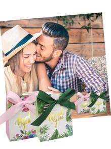 10pcs, Pink Green Thank You Paper Candy Box With Ribbon, Packaging Box, Wedding Decorations, Wedding, Gift Box, Wedding Stuff, Wedding Favors For Guest, Gift Boxes, Wedding Decorations For Reception - Multicolor - View 5