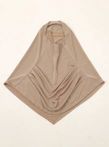 2pcs Women Solid Color Instant Hijab Set, Prayer Casual Pleated Headscarf Combination, Multi-Color Options, Practical Headscarf, Tudong, Instant Long Khimar Hijab, Suitable For Daily Wear All Seasons