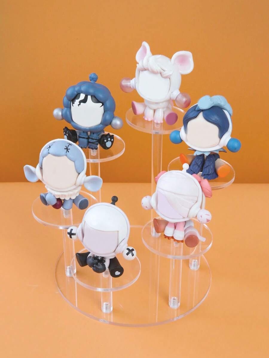 1 pieza Estantería de exhibición acrílica multifuncional, estantería de almacenamiento de escritorio de material acrílico transparente para joyería, coleccionables, maquillaje y figuras - transparente - Ver 1