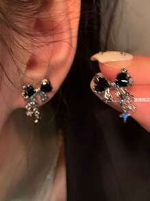 1pair Y2K Style Bling Bow Stud Earrings, Suitable For Daily Wear, Gifting Valentines,Mom,Mother,Mother's Day,Gift - Butterfly - View 7