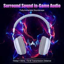 COLUSI Casque Bluetooth sans fil X09, supra-auriculaire, faible latence, longue durée de vie de la batterie, éclairage RVB, son Hi-Fi, confortable, compatible Type-C pour téléphones et ordinateurs, convient pour le jeu, la salle de sport, le bureau, cadeau de vacances