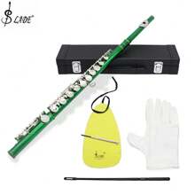 LADE Classic 16-Hole Closed-Hole Flute: Lacquered Nickel-Plated Brass, Perfect Musician's Gift - With Cleaning Kit & Leather Case