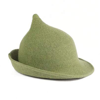 1 pieza Sombrero gótico de Halloween para mujeres, estilo vintage unisex Peter Pan de lana transpirable, sombrero de punto de color sólido para el sol, regalo para la novia para fiesta, uso al aire libre y diario