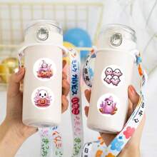 500 miếng dán hình ma màu hồng 1 inch, cuộn nhãn dán thẩm mỹ hoạt hình dễ thương, nhãn dán tự dính dùng để trang trí sổ lưu niệm, phong bì, cốc thủ công, nhật ký, quà tặng, đồ dùng cho bữa tiệc (10 mẫu) - Hồng - Xem 4